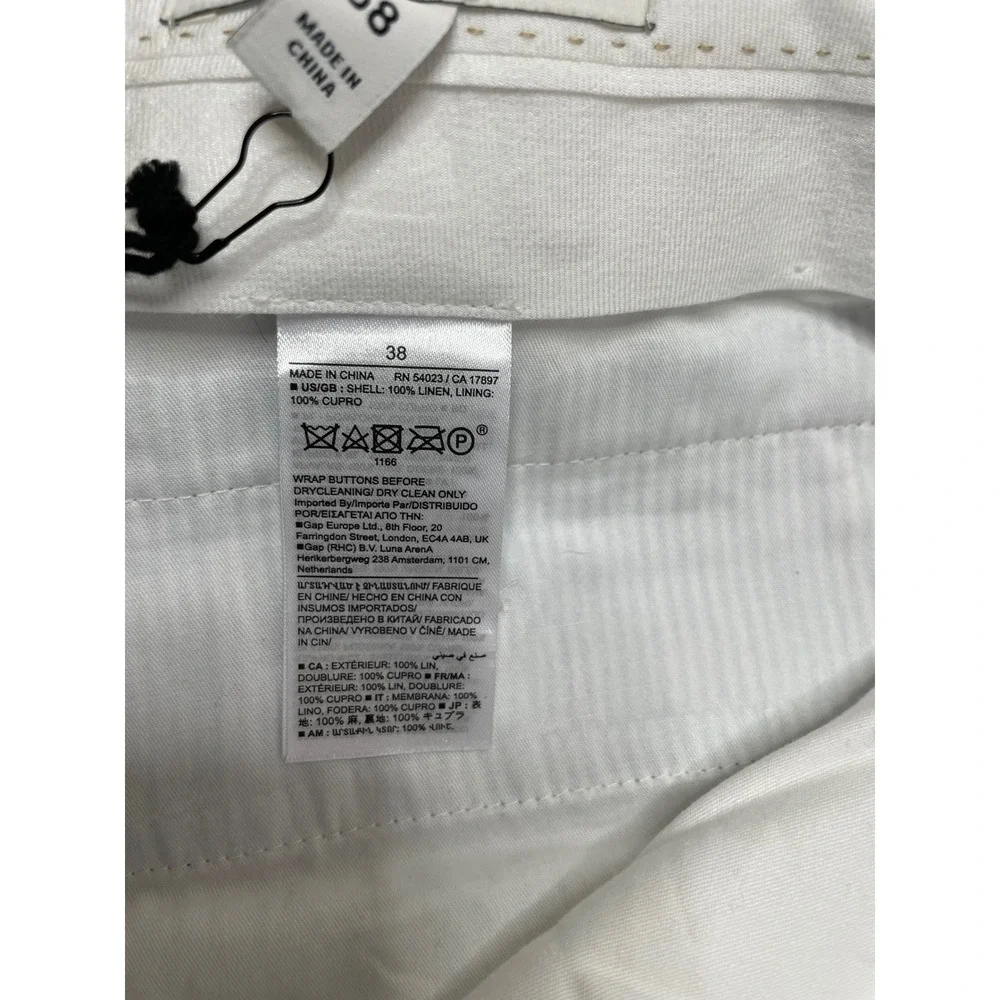 New Banana Republic Blue White Striped‎ Linen Pleated Trousers 38 Beach Coastal